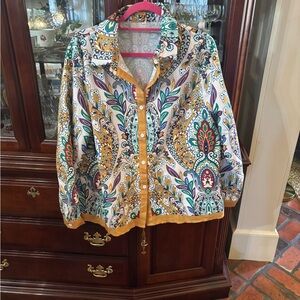 Colorful Paisley Button-Up Blouse